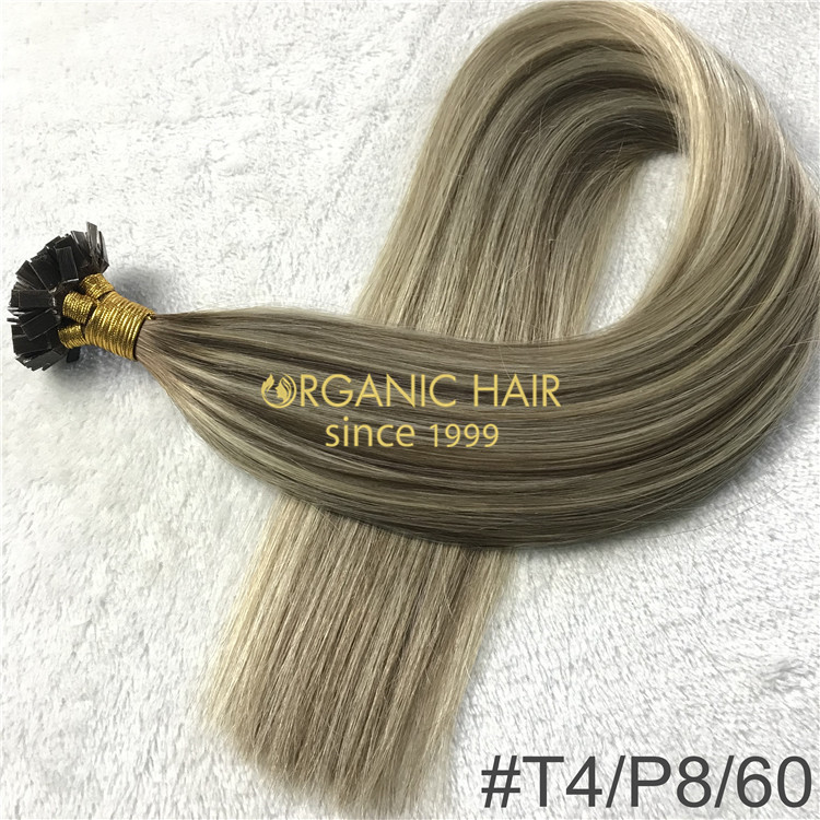Popular color #T4/P8/60 keratin flat tip and customized color X210
